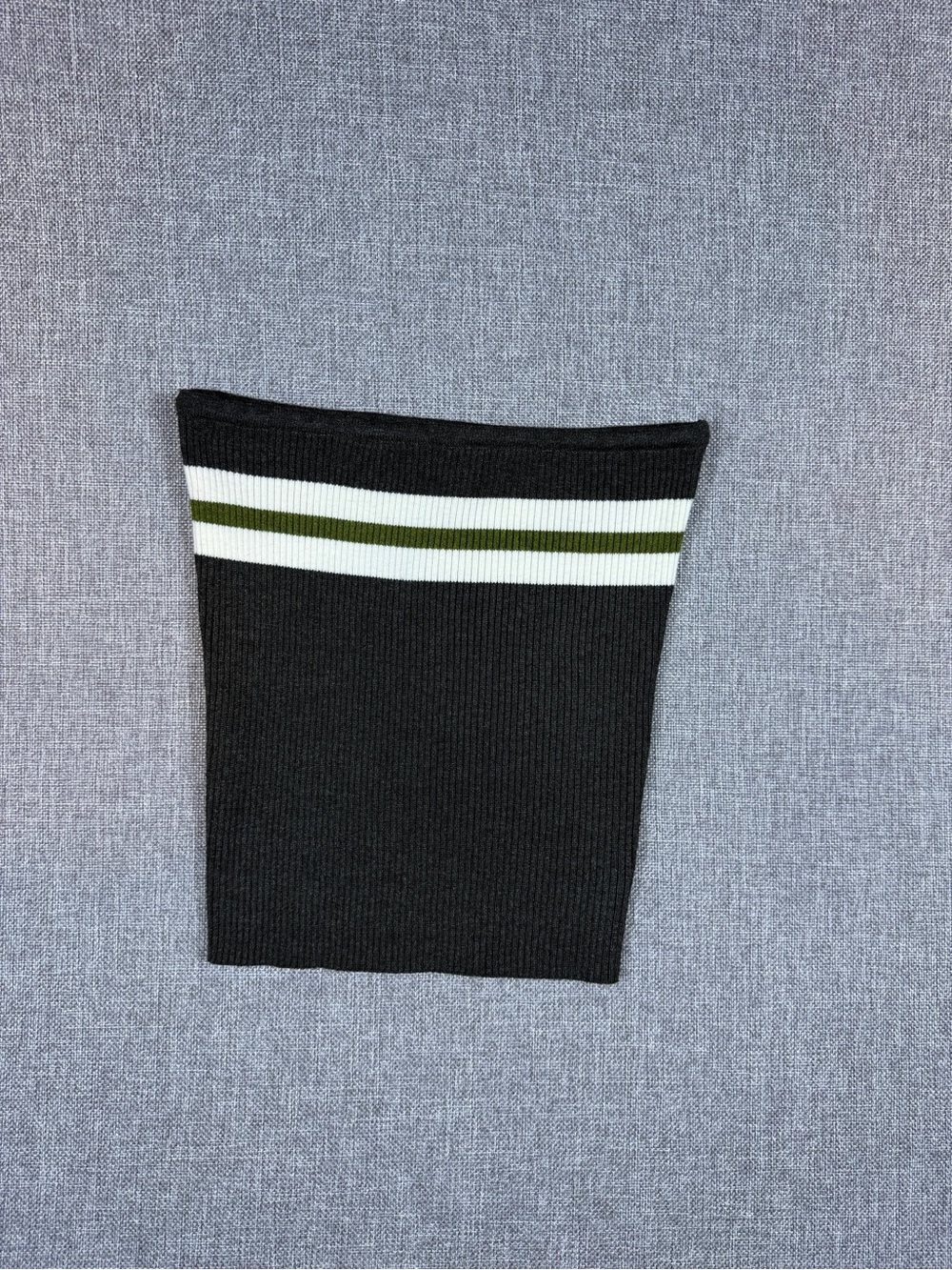 Princess Polly Dark Grey Tube Top with White & Olive Stripes